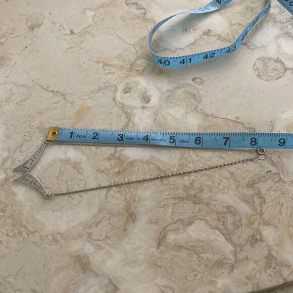 925 Sterling Silver Greek Key 1980’s Butterfly Necklace - Picture 11 of 11